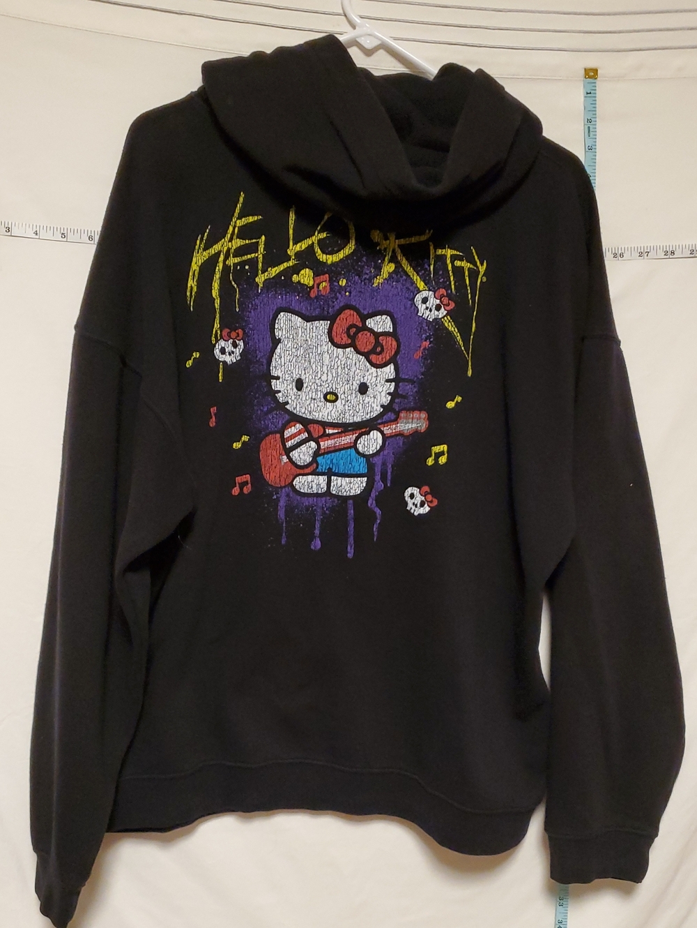 Hello Kitty Black Graphic Hoodie Hello Kitty & Skulls XXL Whimsigoth Emo - Picture 2 of 3